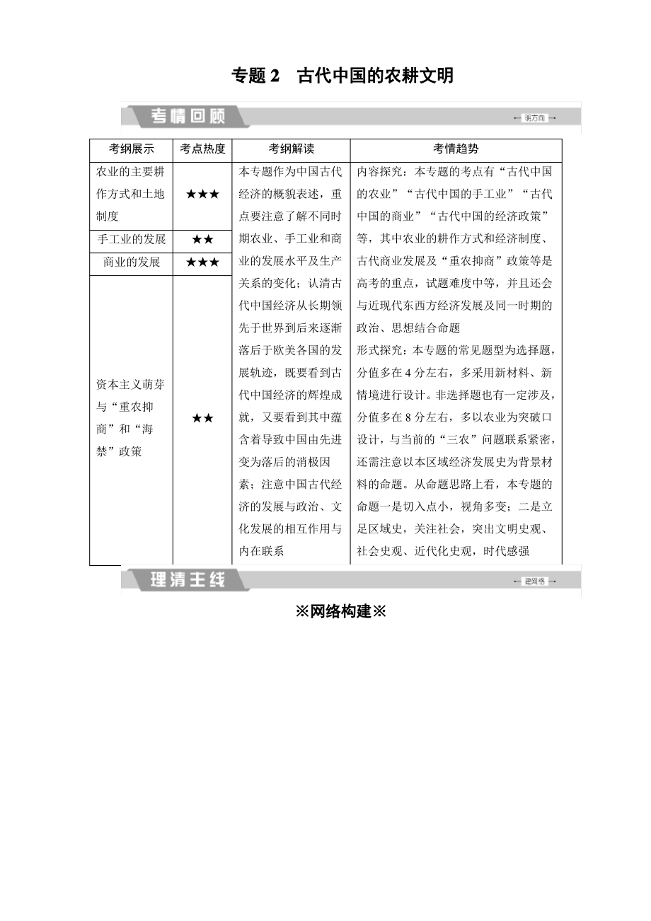 2020届高考历史二轮复习：专题2 古代中国的农耕文明(含解析).pdf_第1页