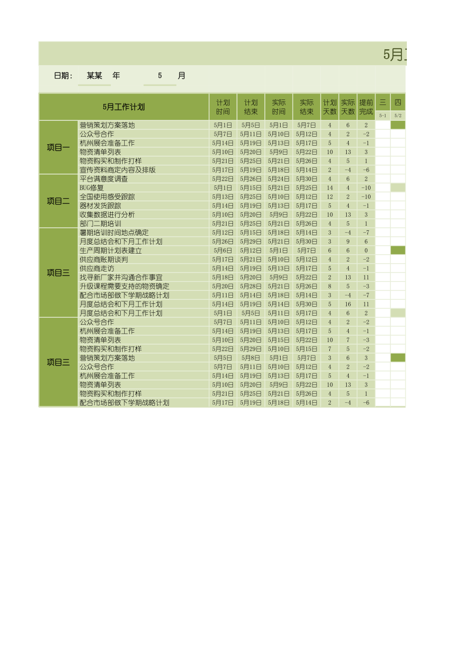 月度工作计划进度表.xlsx_第1页