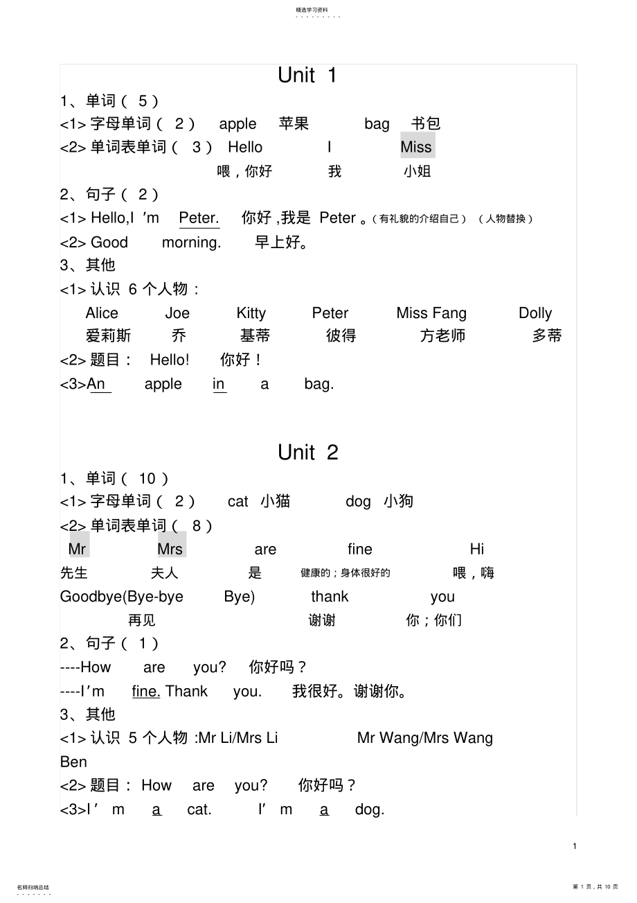 2022年牛津英语三年级上册全册重点归纳 .pdf_第1页