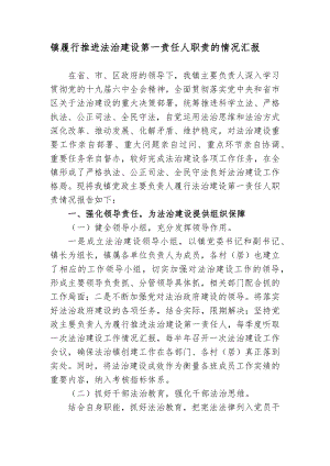 3篇乡镇党委书记主任负责人履行推进法治建设第一责任人职责的情况汇报自查自评述职报告.docx