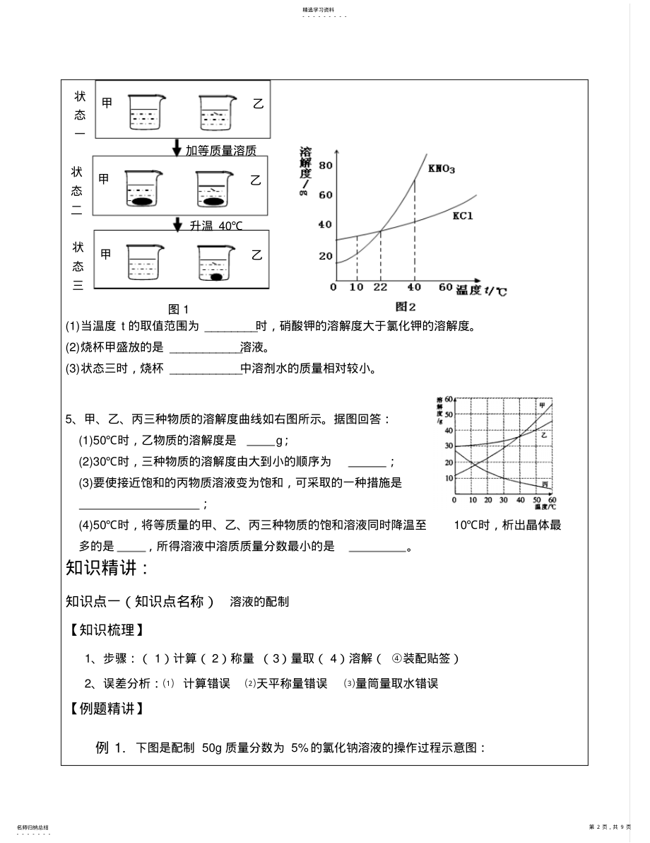 2022年九年级化学溶液质量分数的计算及溶液的配制途教师辅导教案 .pdf_第2页