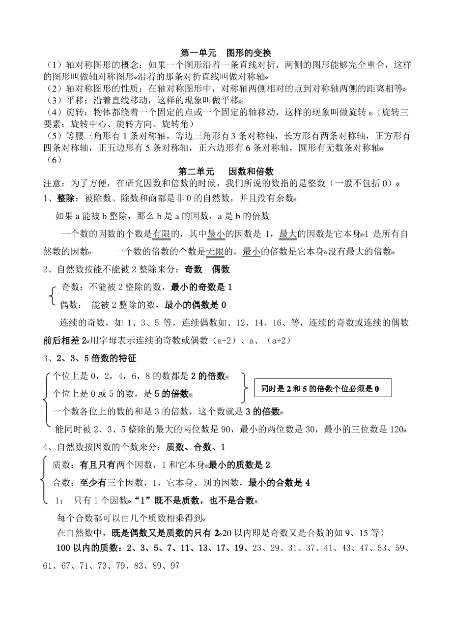 人教版五年级数学下册笔记整理.pdf_第1页