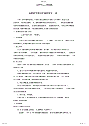 2022年九年级下期语文中考复习计划 .pdf