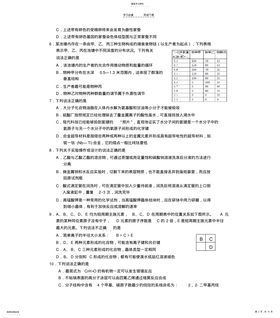 2022年理综试题 .pdf_第2页