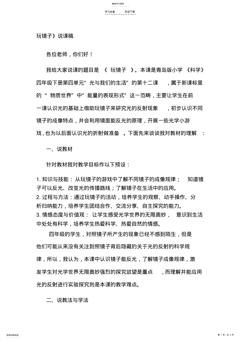 2022年玩镜子优质课说课稿 .pdf_第1页