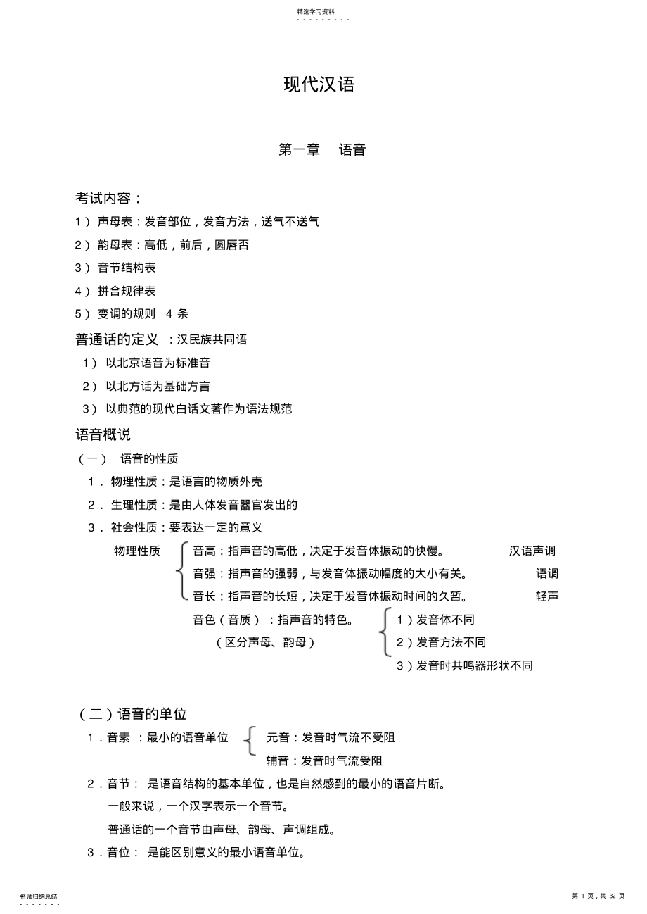 2022年现代汉语简要知识点 .pdf_第1页