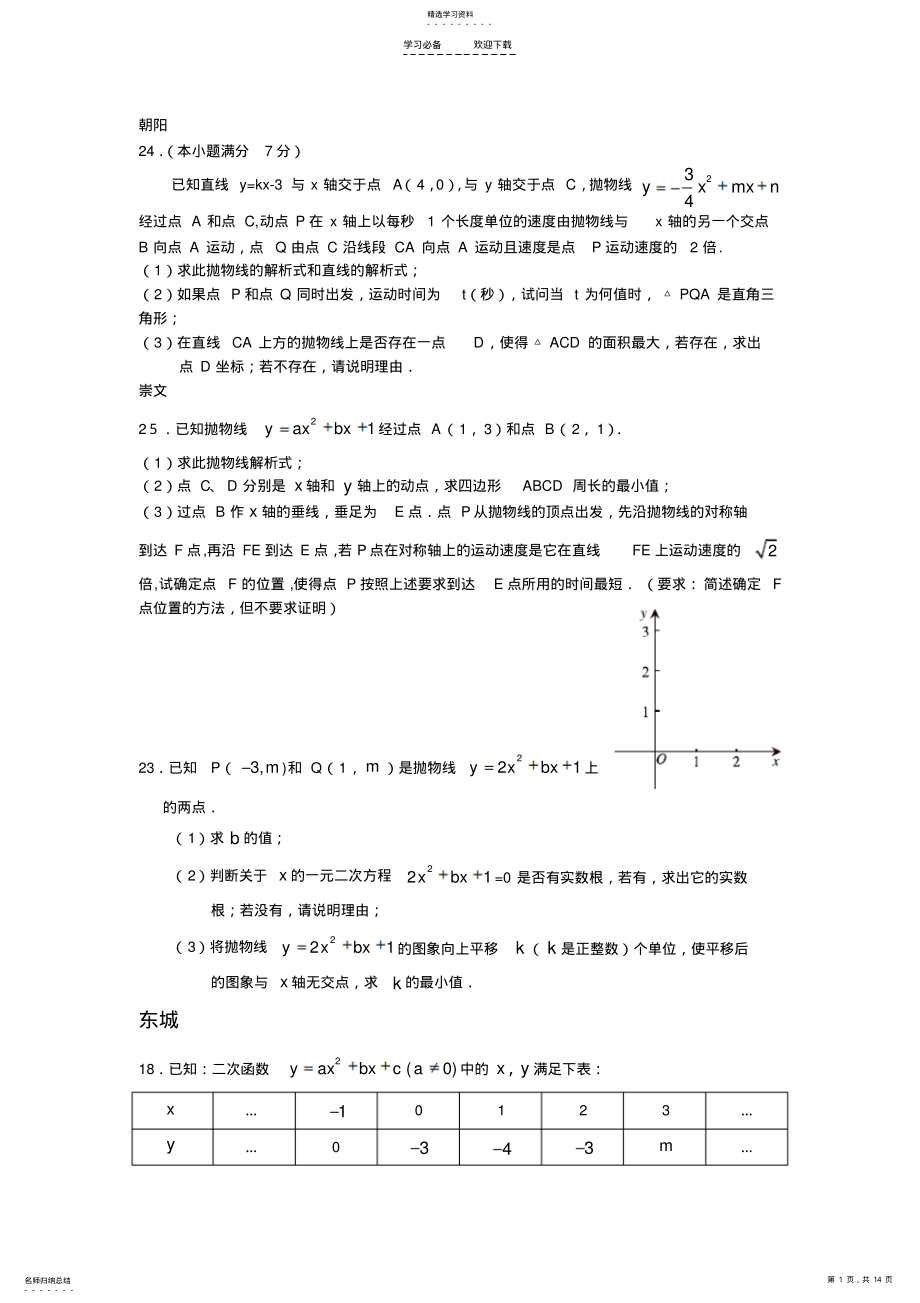 2022年二次函数及压轴题 .pdf_第1页