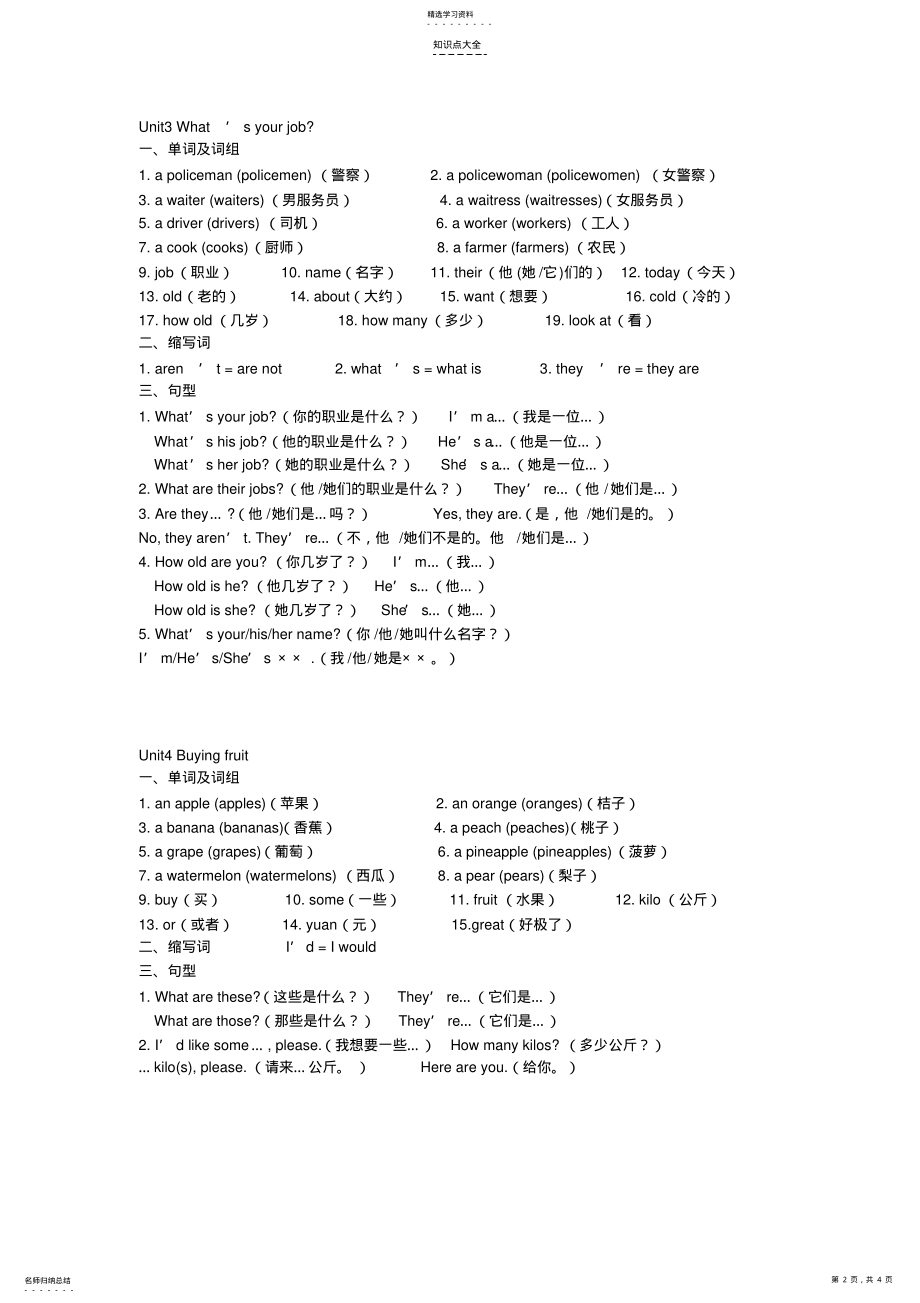 2022年牛津小学英语4b单元知识点归纳教案 .pdf_第2页