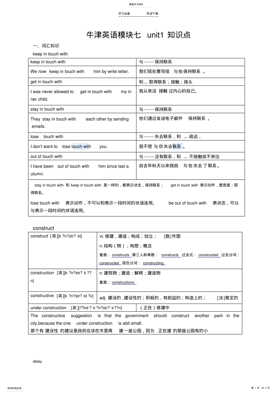 2022年牛津英语模块七知识点unit .pdf_第1页