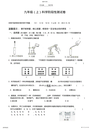 2022年九年级科学阶段性测试卷 .pdf