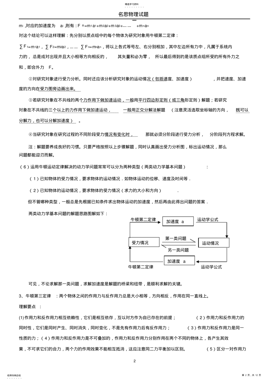 2022年牛顿运动定律总结 .pdf_第2页