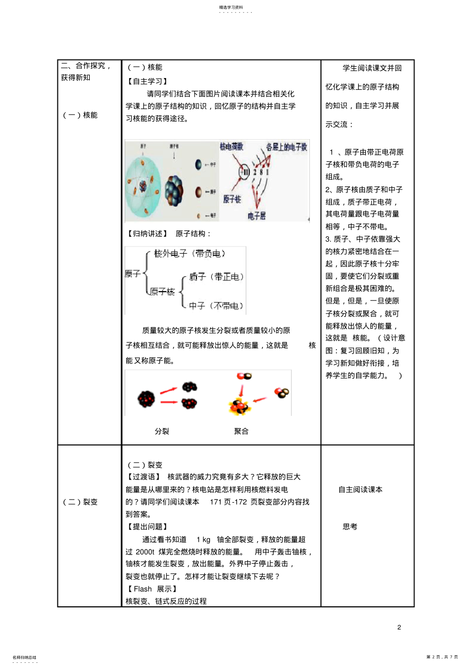 2022年九年级物理全册第22章能源与可持续发展第2节核能教案新人教版课件 .pdf_第2页