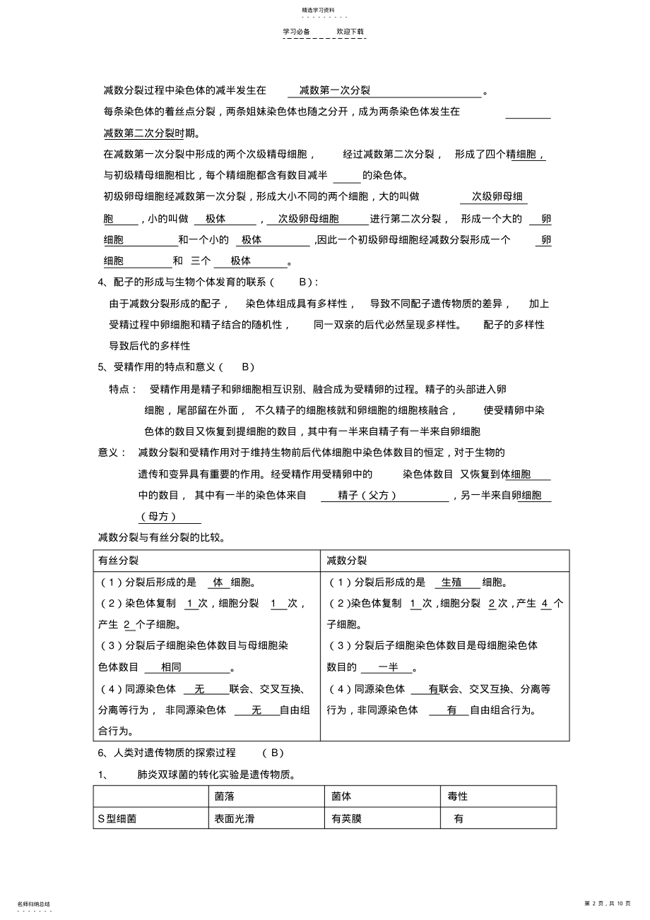 2022年生物学科高中学业水平测试生物知识点归纳 .pdf_第2页