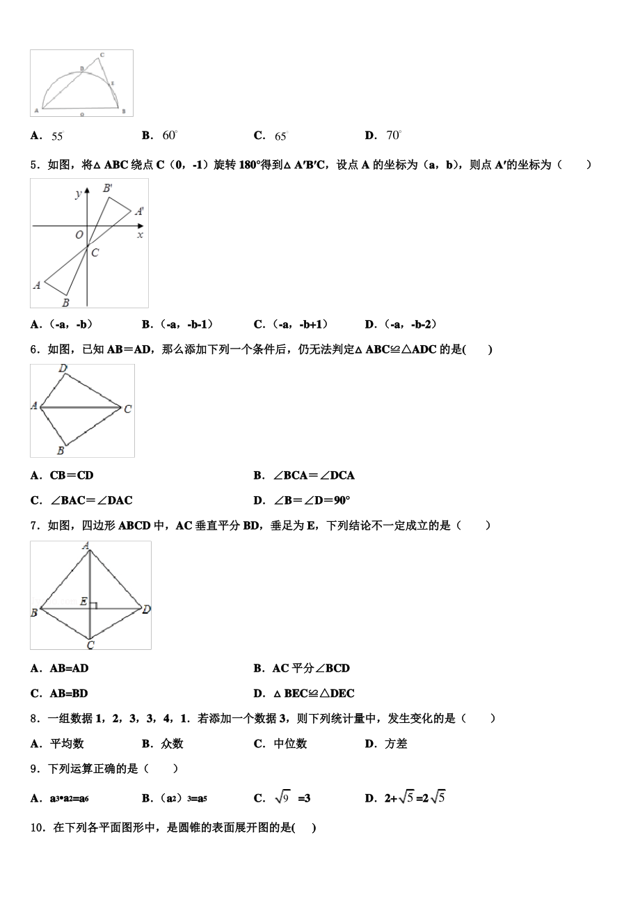 2022届山东省济宁市梁山县实验中学中考数学全真模拟试题含解析.pdf_第2页