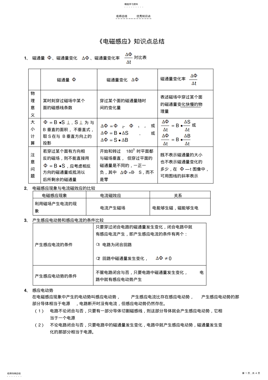 2022年电磁感应知识点总结 .pdf_第1页