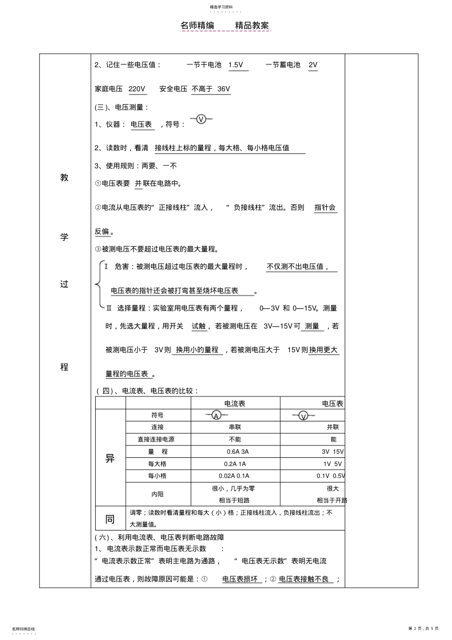 2022年电压电阻集体备课教案 .pdf_第2页