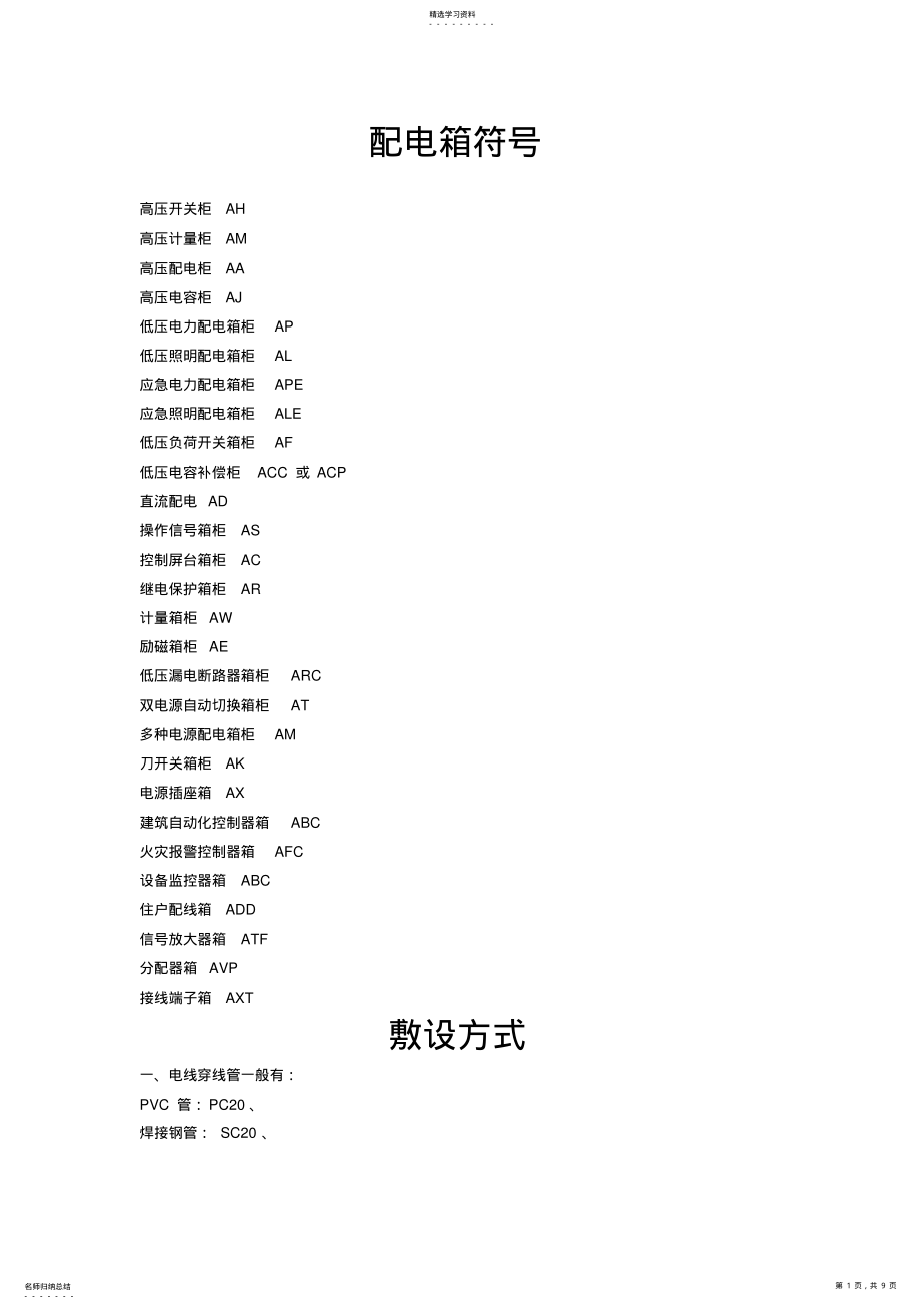 2022年电气施工图字母符号一览表 .pdf_第1页