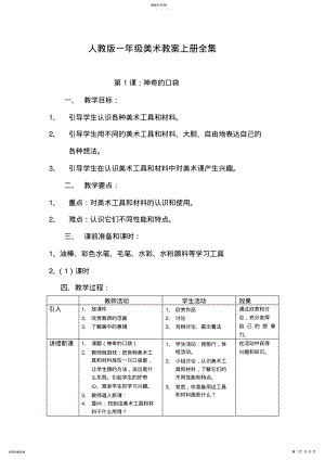 2022年人教版一年级美术教案上册全集 .pdf