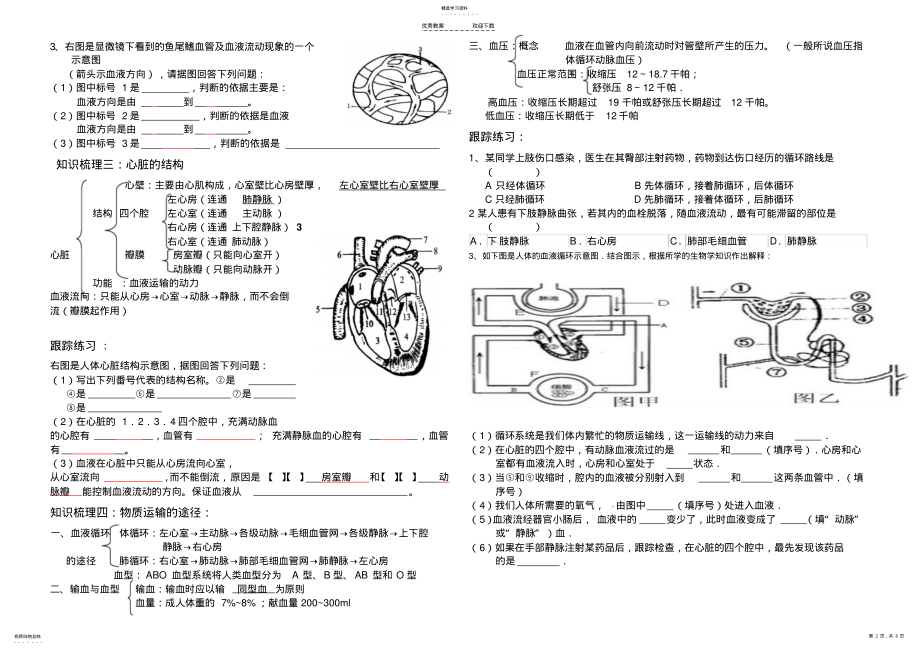 2022年人体内物质的运输复习学案教案 .pdf_第2页