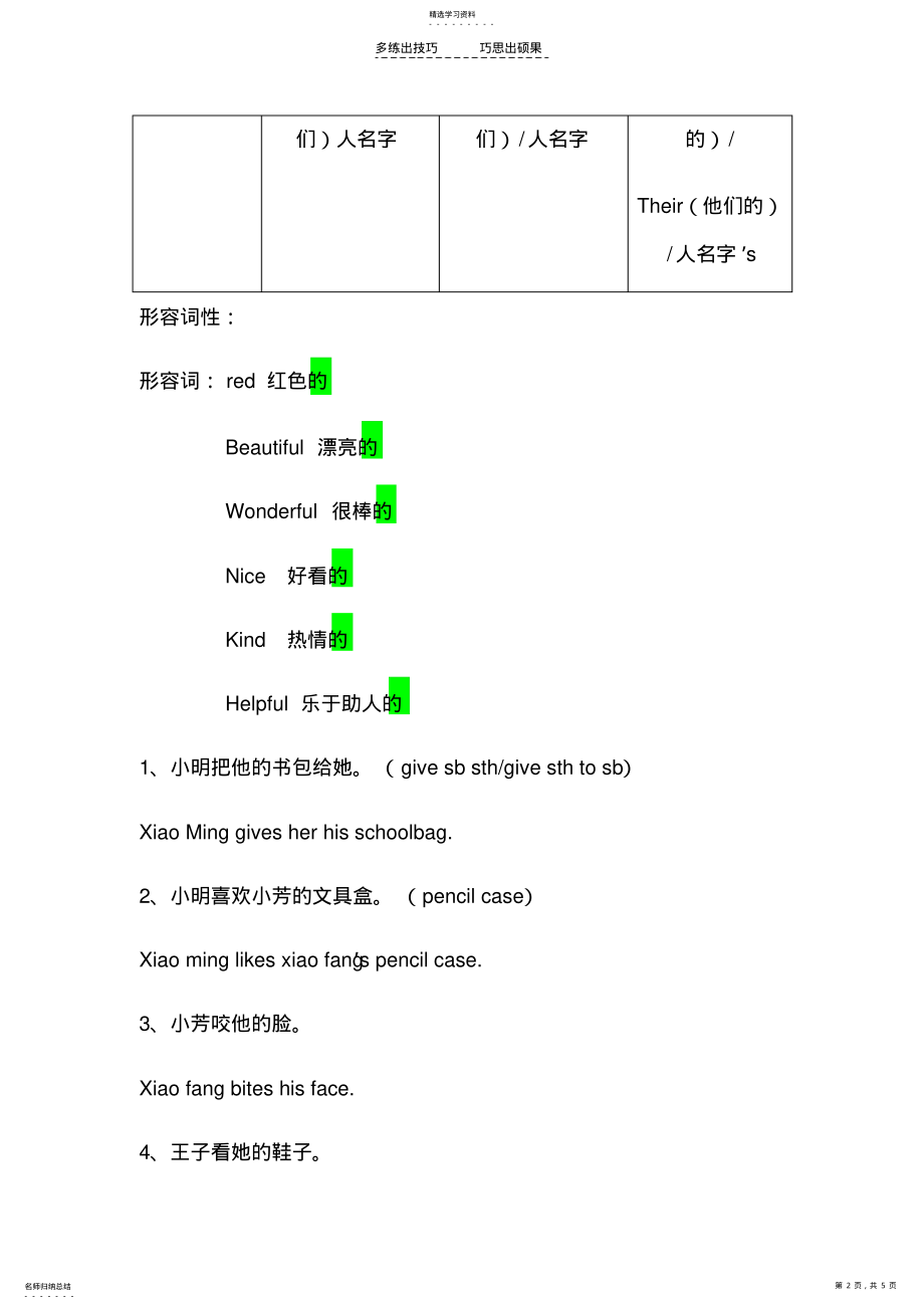 2022年五年级上册英语课堂笔记 .pdf_第2页