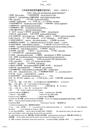 2022年人教版九年级英语短语和重要句型归纳 .pdf