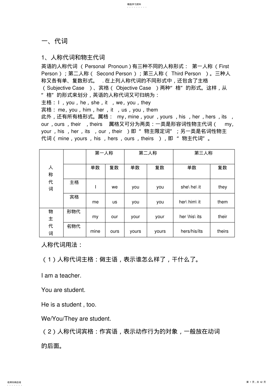 2022年人教版七年级上册英语语法和练习. .pdf_第1页