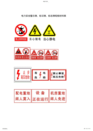 2022年电力安全警示牌材料规格表 .pdf