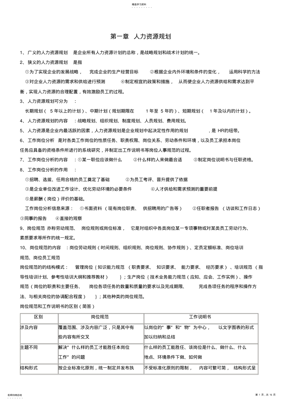 2022年人力资源管理师三级考试重点复习资料 .pdf_第1页