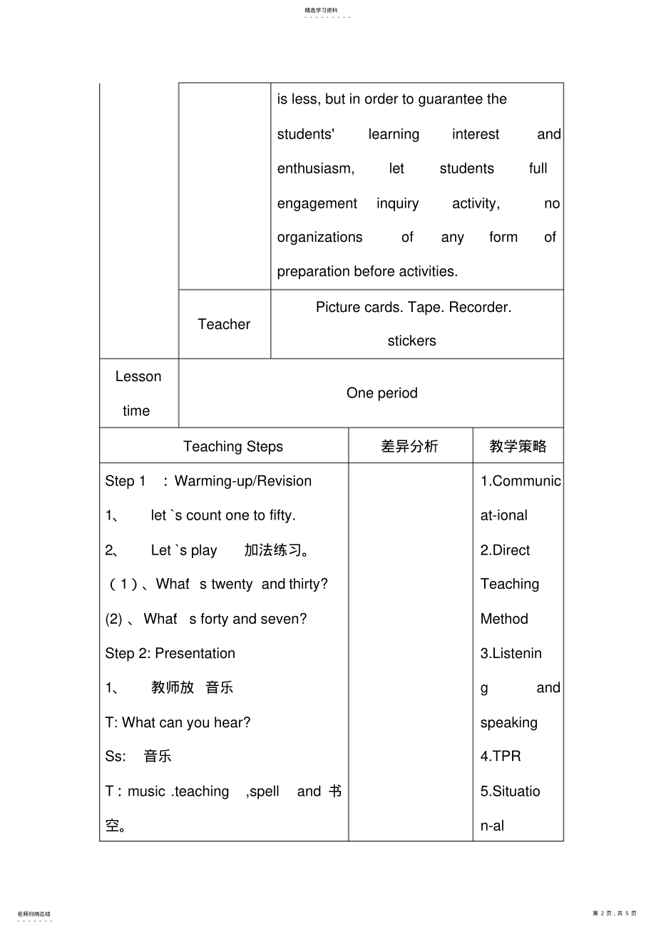 2022年人教新版小学英语四年级下册教学设计 .pdf_第2页