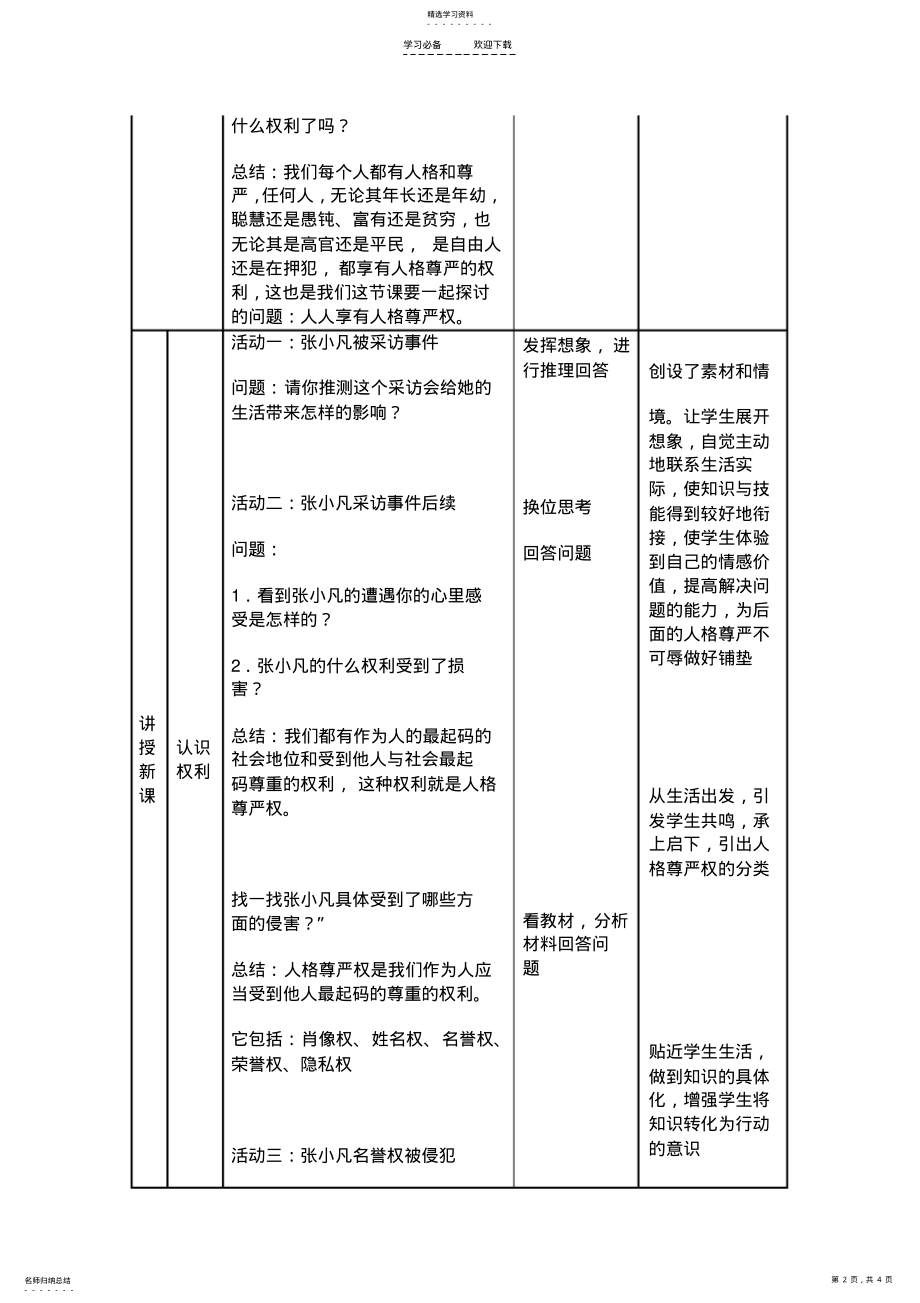 2022年人人享有人格尊严权》教学设计 2.pdf_第2页