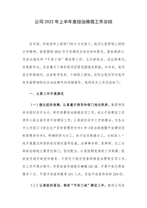 公司2022年上半年度综治维稳工作总结.docx