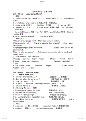 2022年人教版七年级下册英语期中复习资料 .pdf