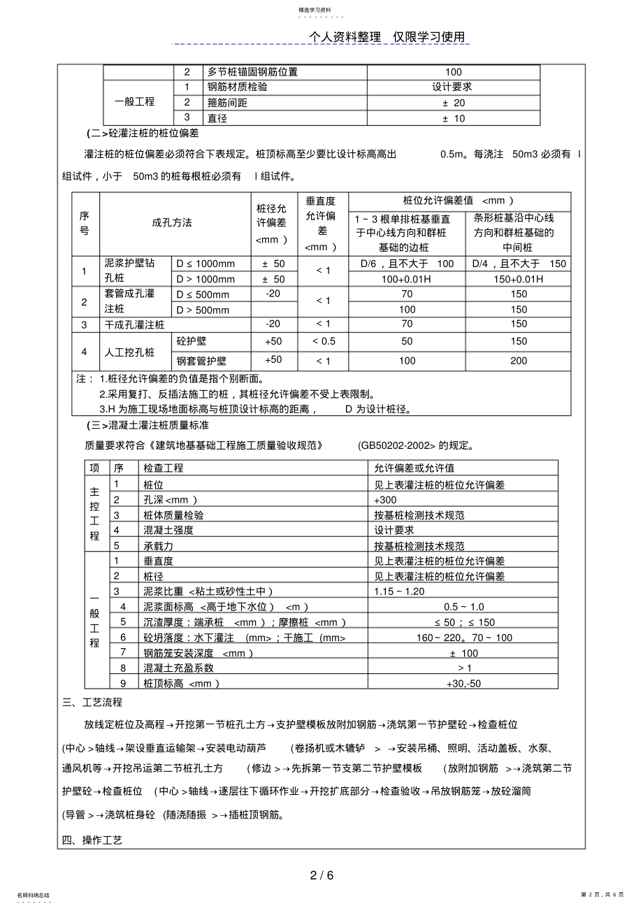 2022年人工挖孔桩施工技术交底记录 .pdf_第2页