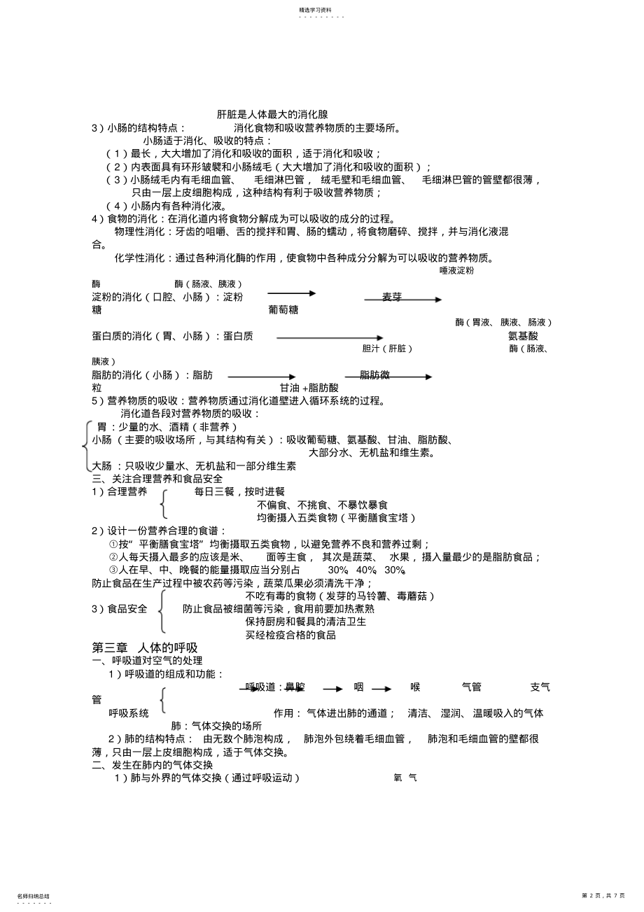 2022年人教版初中生物复习提纲 .pdf_第2页