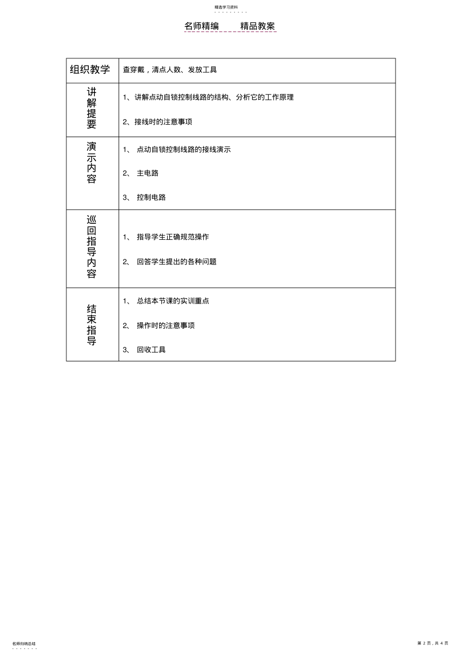 2022年电力拖动之点动自锁实训教案 .pdf_第2页