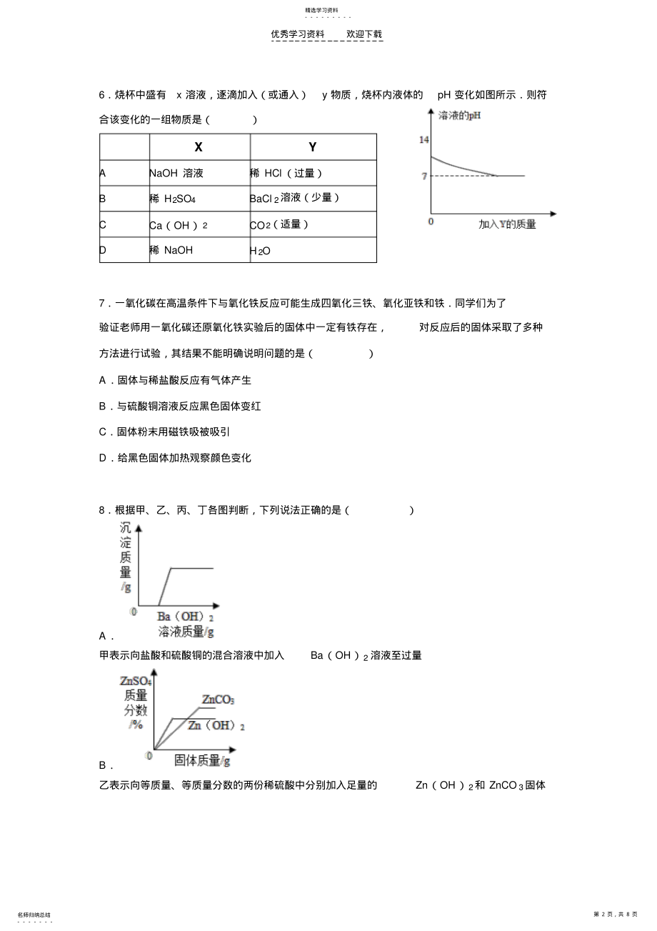 2022年人教版九年级化学下册综合检测 .pdf_第2页