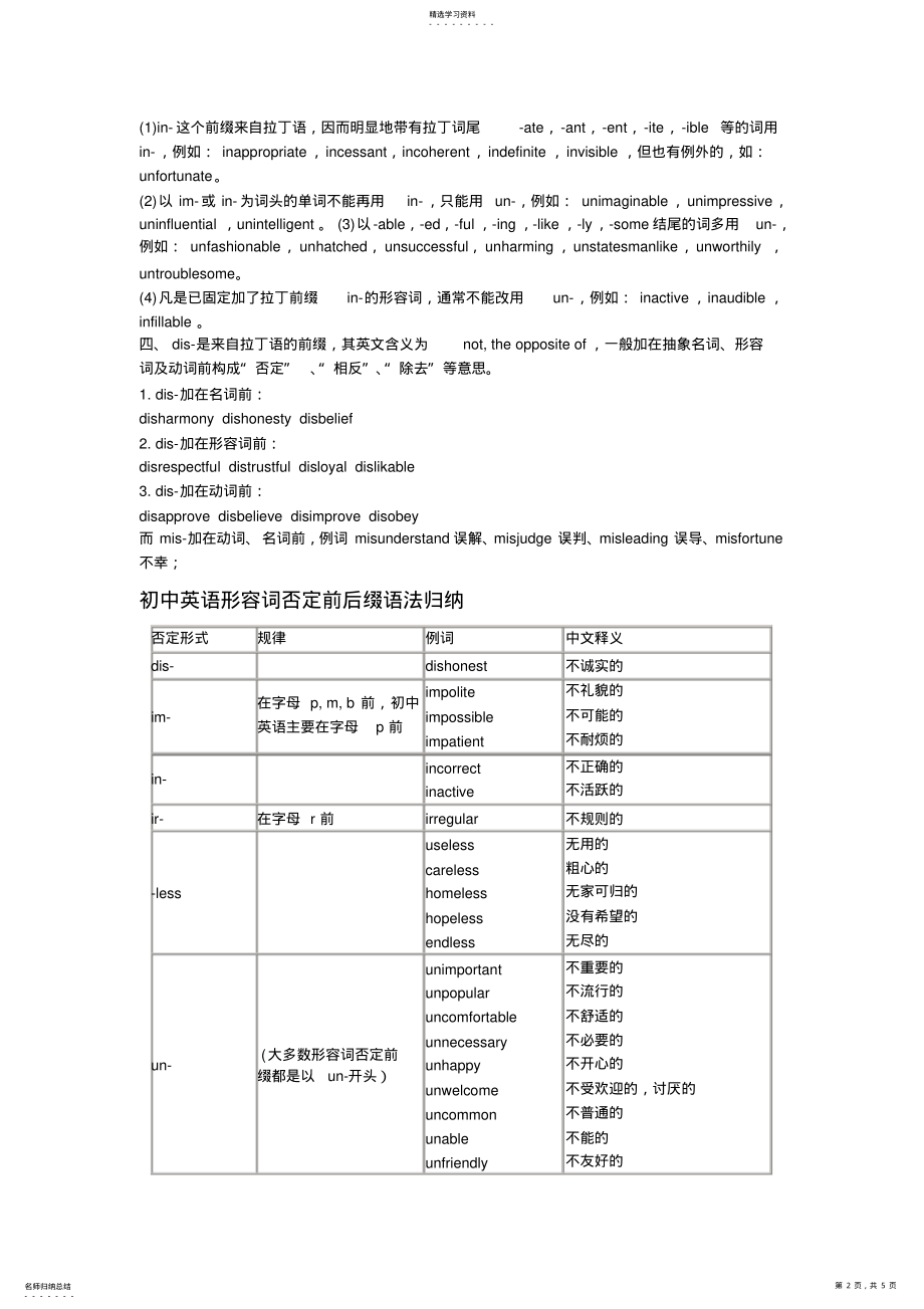 2022年五个常见英语否定前缀用法辨析 .pdf_第2页