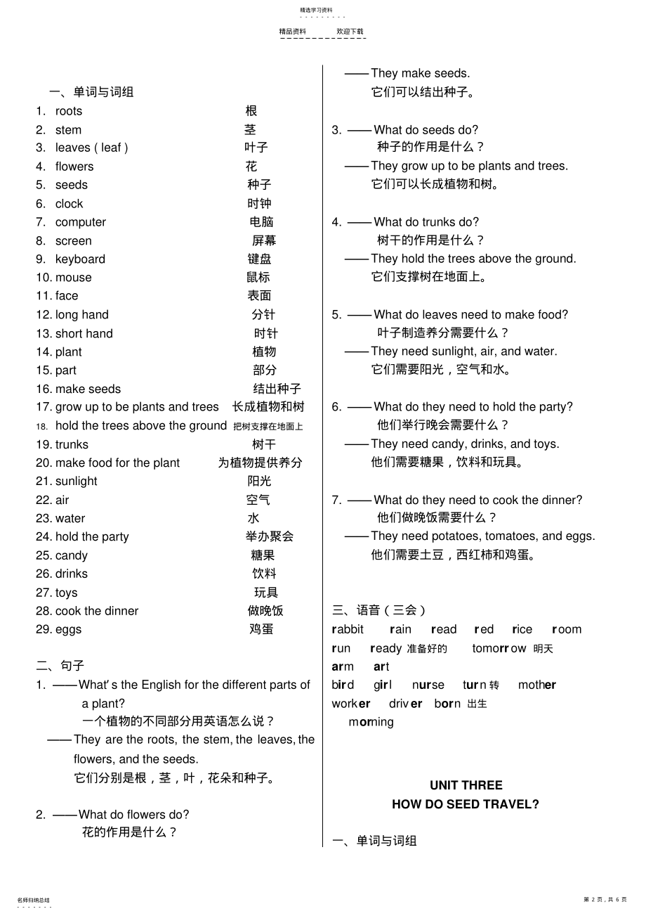 2022年五年级下英语重点完整版 .pdf_第2页