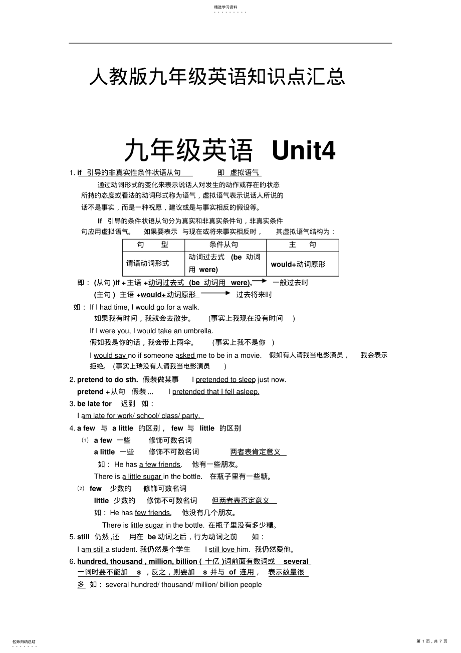 2022年人教版九年级英语知识点汇总unit4-unit6 .pdf_第1页