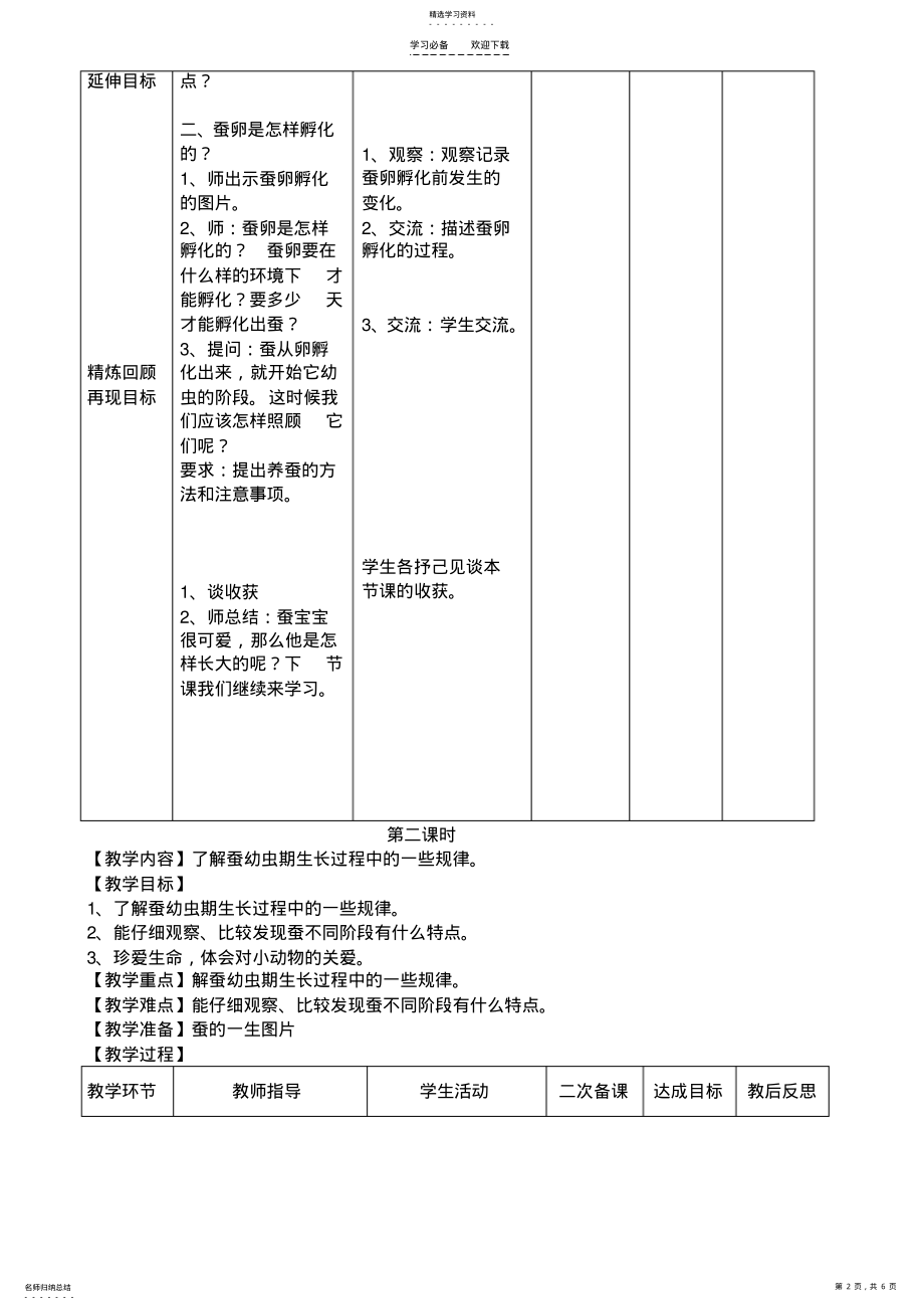 2022年五年级下册科学《养蚕》教学设计 .pdf_第2页