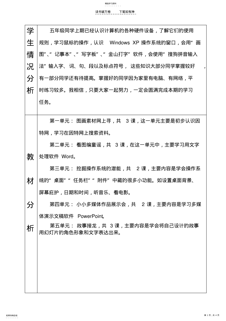 2022年五年级信息技术教学计划下册 .pdf_第2页