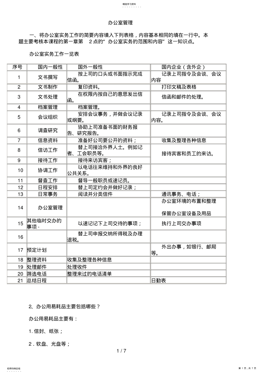 2022年电大办公室管理形成性考核册参考答案7 .pdf_第1页