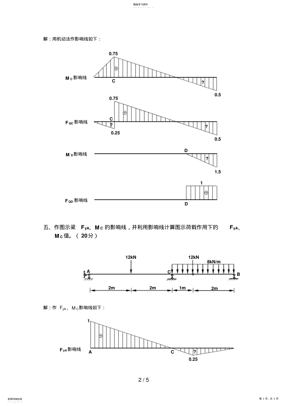 2022年电大土木工程力学作业四答案 .pdf_第2页