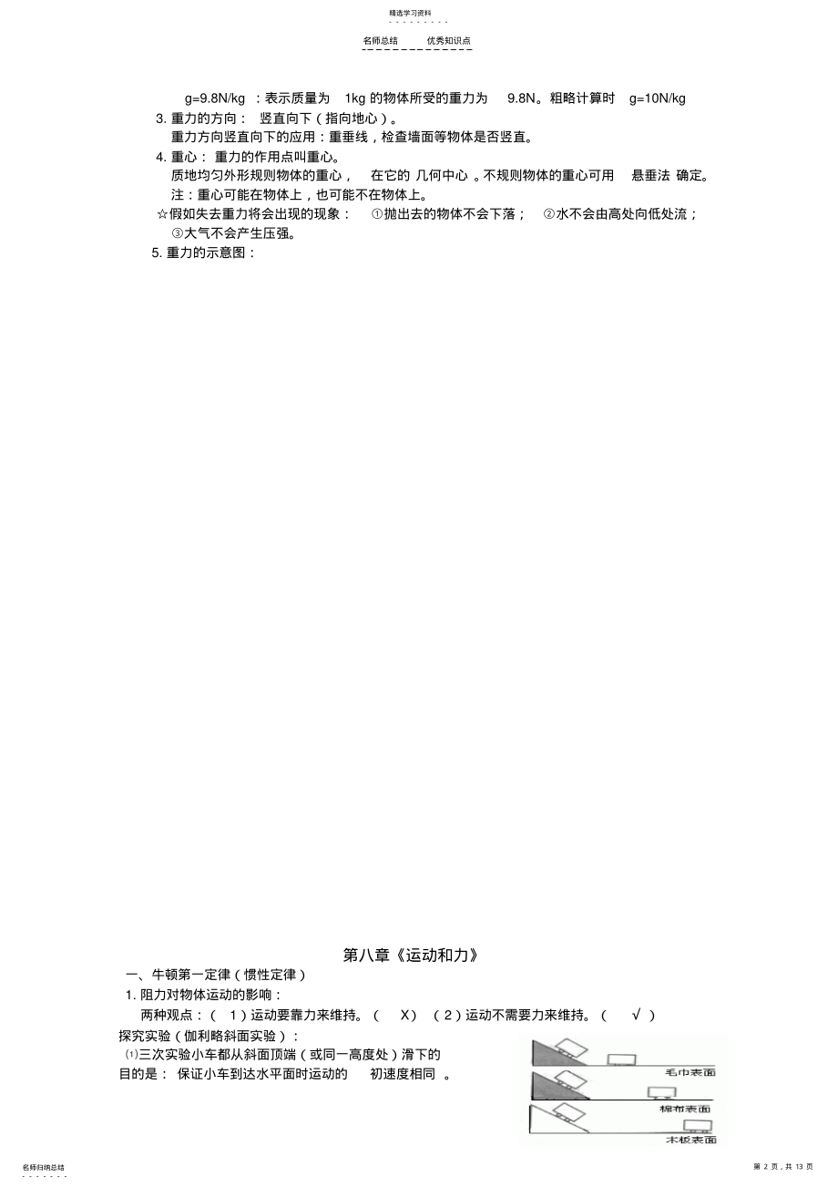 2022年人教版八年级物理下册各单元知识点 .pdf_第2页