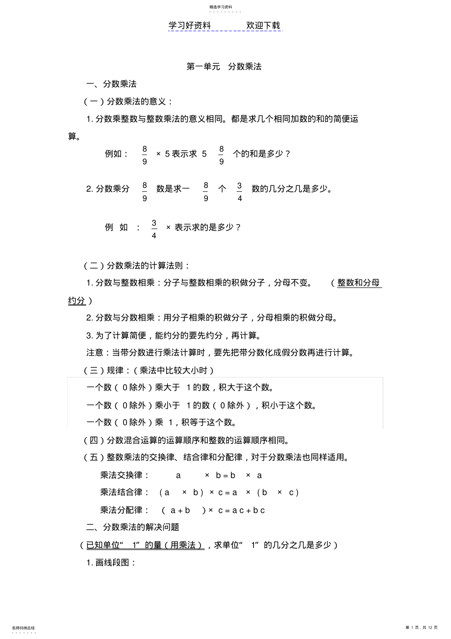 2022年人教版六年级上册数学知识点整理改 .pdf_第1页