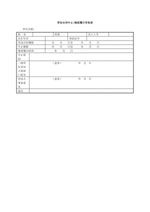 劳动合同变更续订解除终止 劳动合同中止继续履行审批表.doc