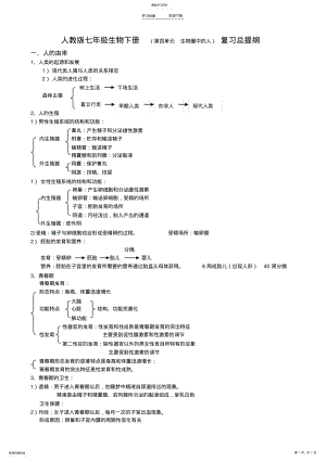 2022年人教版七年级生物下册复习 .pdf