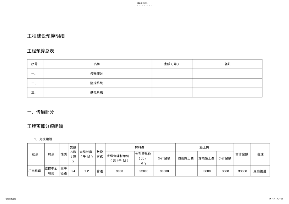 2022年监控工程建设预算明细新 .pdf_第1页