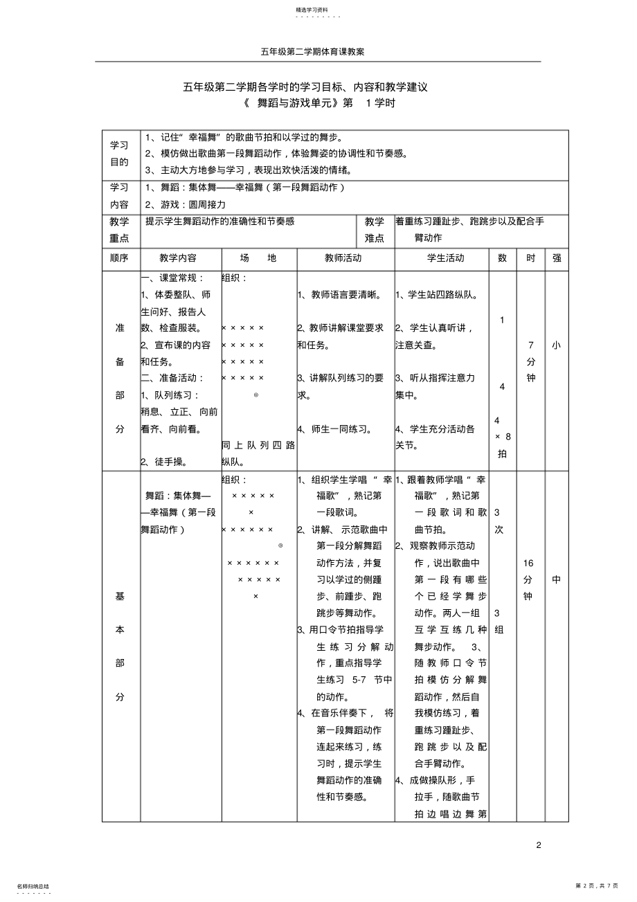 2022年五年级第二学期第七单元舞蹈教案 .pdf_第2页