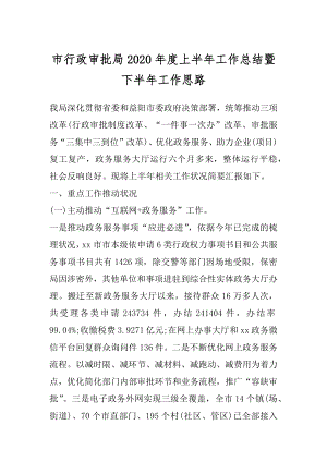 市行政审批局2020年度上半年工作总结暨下半年工作思路.docx